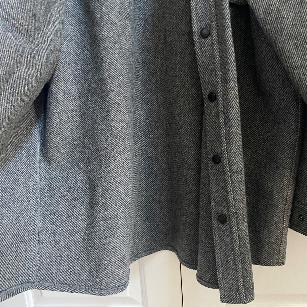 Woolrich Shirt Jacket Mens Wool Large Grey Twill Snap Front Barn Coat Heritage - Picture 5 of 10